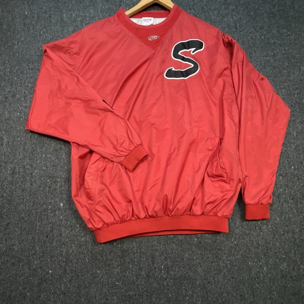 Rawlings‎ Baseball Collegiate #12 V-Neck Warmup Jacket Sz L Slash Pockets